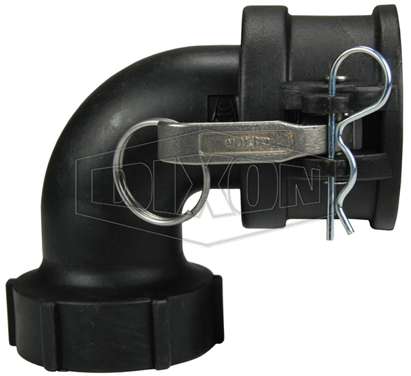 Polypropylene Cam & Groove Type D 90° Elbow Coupler x Female NPT